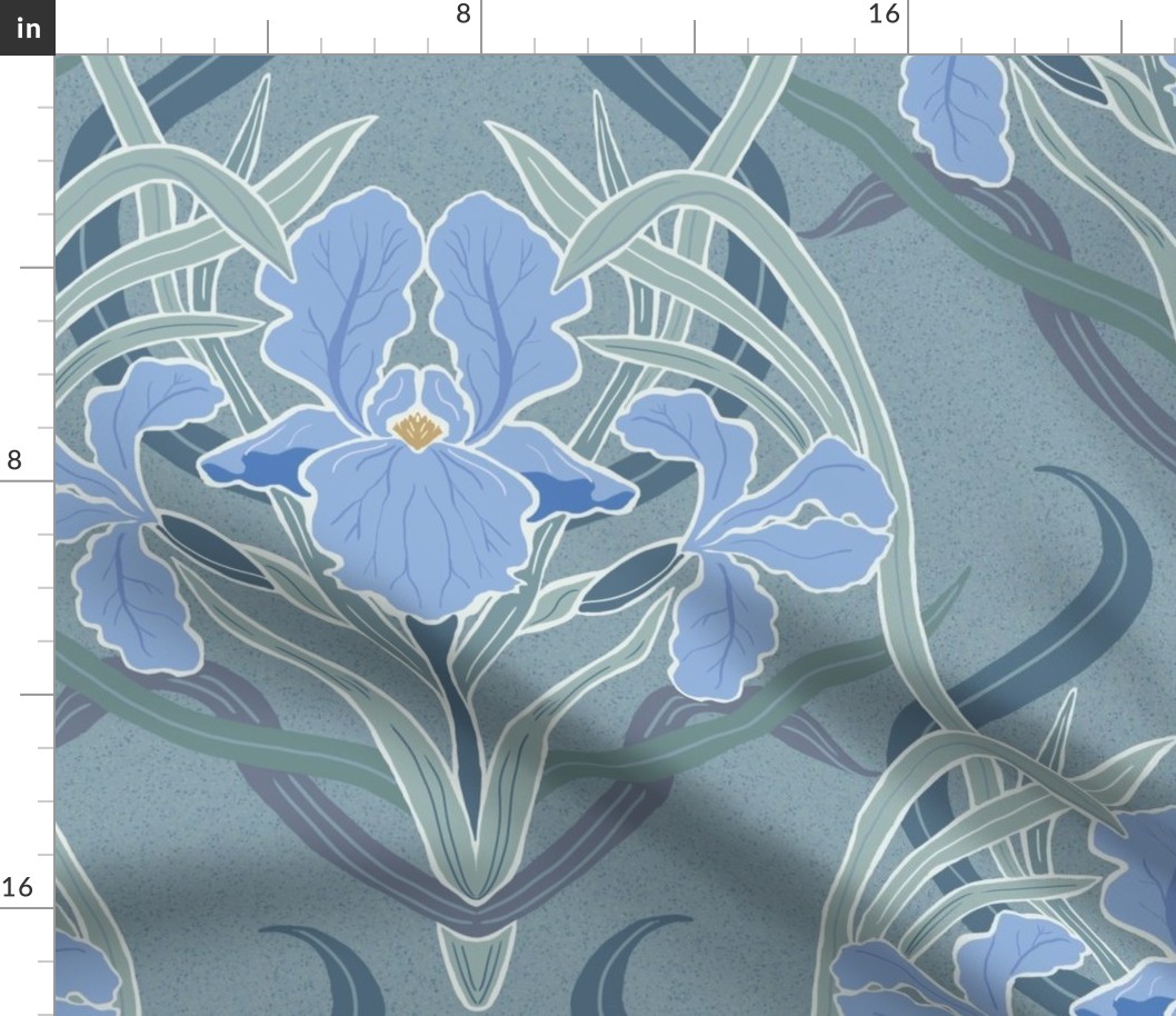 Art Nouveau Iris Blue Pastel Large