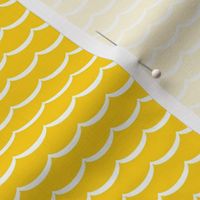 yellow and white scallop, waves. pink and pure white scalloped pattern on fabric, wallpaper and decor.