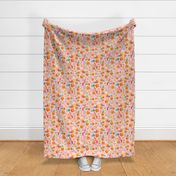Large Scale - Floral Fox Friends - Baby Pink Background