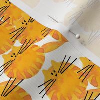 cat - tucker cat yellow orange gray - cute watercolor cat - cat fabric