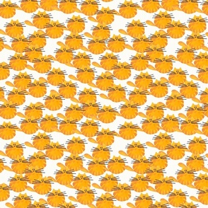 cat - tucker cat yellow orange gray - cute watercolor cat - cat fabric
