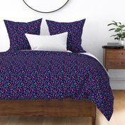 Smaller Scale - Colorful Floating Feathers - Dark Navy Indigo Background
