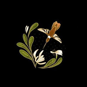 6” Embroidery Pix | Hummingbird & Honeysuckle | Black