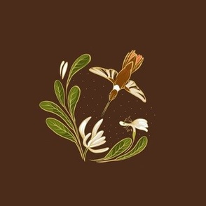 6” Embroidery Pix | Hummingbird & Honeysuckle | Cocoa Brown