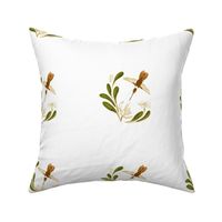 6” Embroidery Pix | Hummingbird & Honeysuckle | White