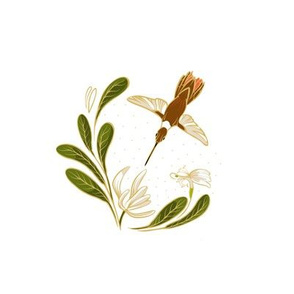 6” Embroidery Pix | Hummingbird & Honeysuckle | White