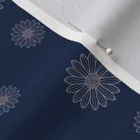 Taupe flower outlines on a solid Navy Blue background