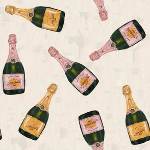 Yellow and rose pink champagne bottles ditsy toss