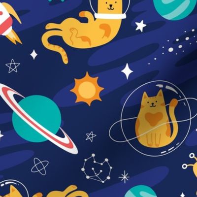 Large Intergalactic Space Cats Alien Planets, Cosmos Constellations & stars