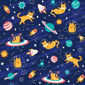 Large Intergalactic Space Cats Alien Planets, Cosmos Constellations & stars