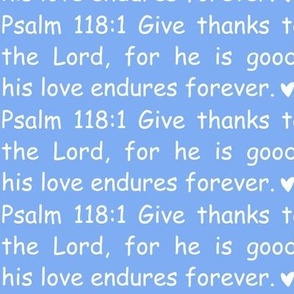 Psalm 118:1 (white on blue)