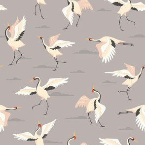Pink and Black Crane Bird - Taupe