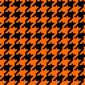 Vertical Pixel Houndstooth - Dark Orange and Black