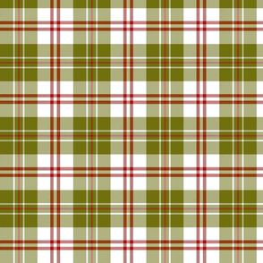 3 color plaid // green red and white