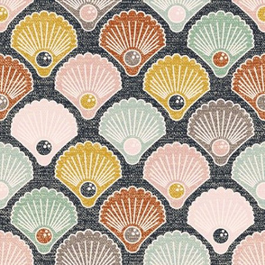 Scandi Coastal Seashells Navy Medium scale