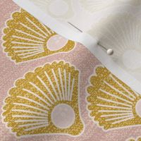 Scandi Coastal Seashells Blush and Mustard Medium scale