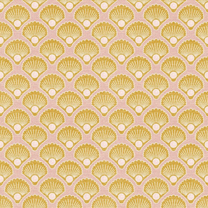 Scandi Coastal Seashells Blush and Mustard Medium scale