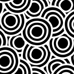Overlapping Black and White Mid Century Modern Circles