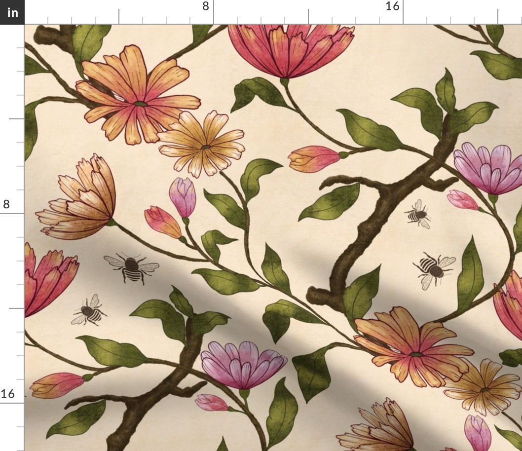 Bellanora climbing summer flower pattern, larger scale