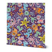 Purple galaxy monsters for kids 