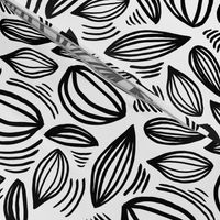 Abstract organic Scandinavian style shells leaf shapes nursery monochrome black and white  