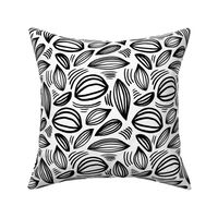 Abstract organic Scandinavian style shells leaf shapes nursery monochrome black and white  