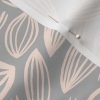 Abstract organic Scandinavian style shells leaf shapes nursery soft gray blush nude