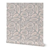 Abstract organic Scandinavian style shells leaf shapes nursery soft gray blush nude