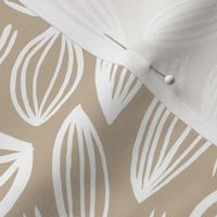 Abstract organic Scandinavian style shells leaf shapes nursery beige sand latte white