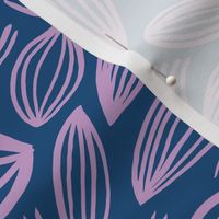 Abstract organic Scandinavian style shells leaf shapes nursery navy blue pink