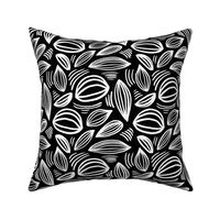 Abstract organic Scandinavian style shells leaf shapes nursery monochrome winter black and white