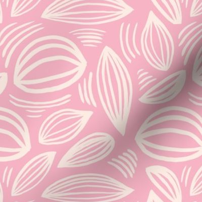 Abstract organic Scandinavian style shells leaf shapes nursery pink blush ivory cream