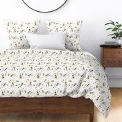 Inspirational Sunflower and Bee Pattern - White