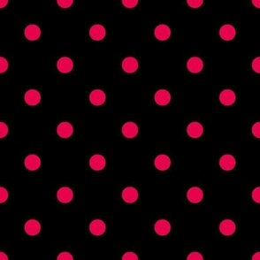 Polka Dots - Light Red dots on Black background