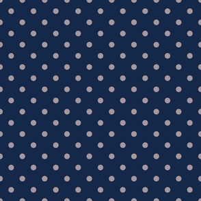 Polka Dots - Taupe on a Navy Blue background