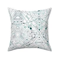 large - multidimensional Space travel - white with teal green