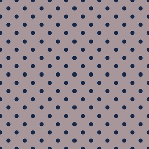 Polka Dots - Navy Blue on a Taupe background