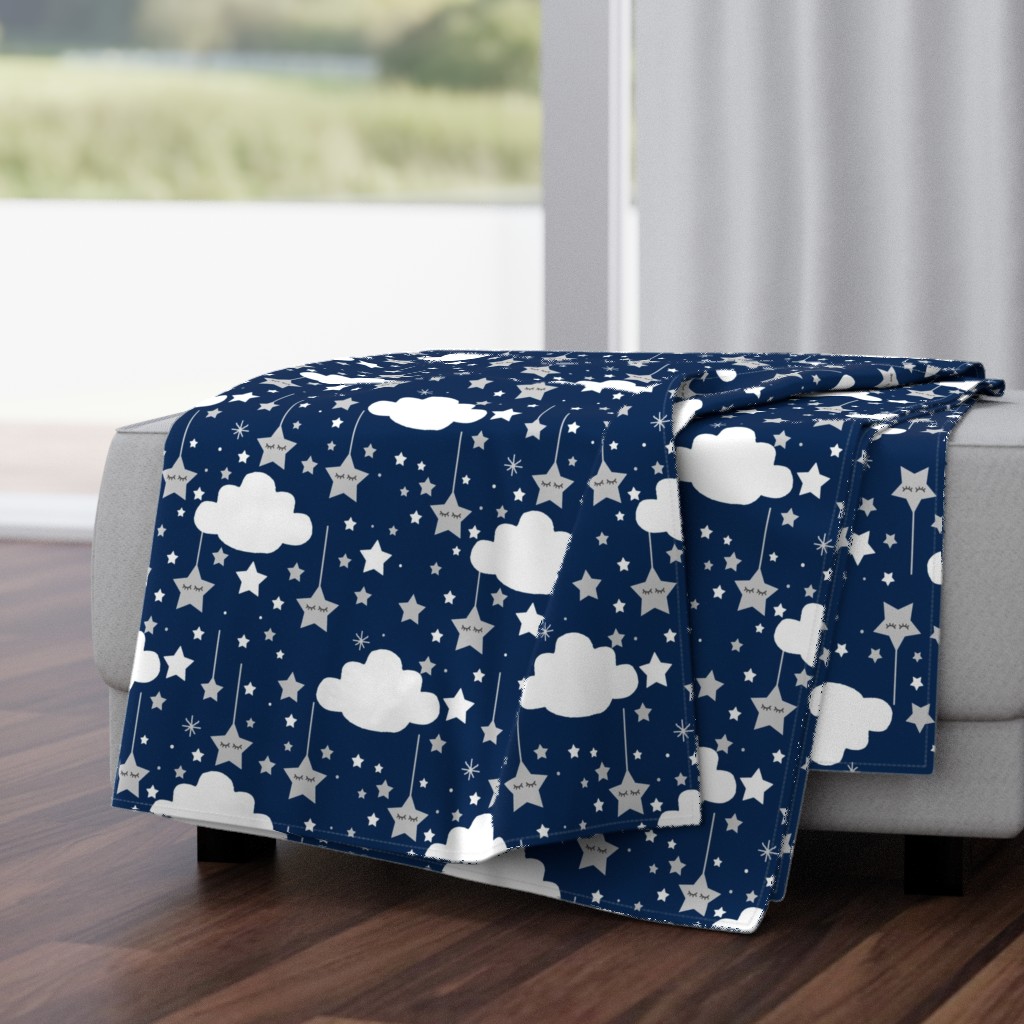 Navy Blue Star Cloud Nursery