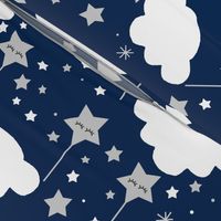 Navy Blue Star Cloud Nursery