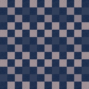 Small Scale - Buffalo Check - Crazy Terrazzo - Navy Blue and Taupe