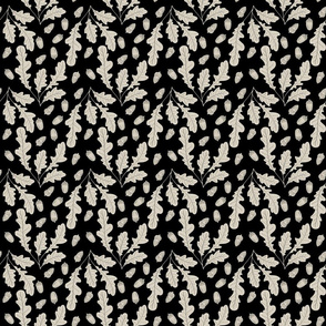 Forest Oak leaf and acorn black and beige