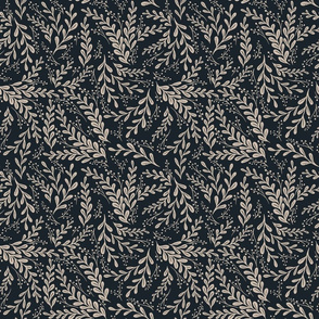 Leaves and forest berries dark blue