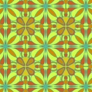 Groovy Retro Geometric Tile Green Yellow Orange Red