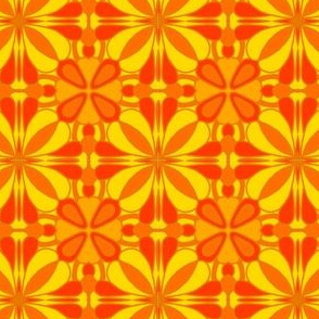 Groovy Retro Geometric Tile Yellow Red Orange Golden Yellow