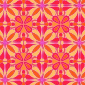 Groovy Retro Geometric Tile Red Orange Yellow Pink