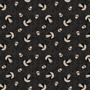 Porcini Mushrooms and Dots black-beige