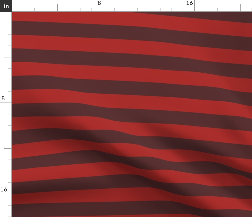 Large Mahogany Awning Stripe Pattern Horizontal in Ladybird Red