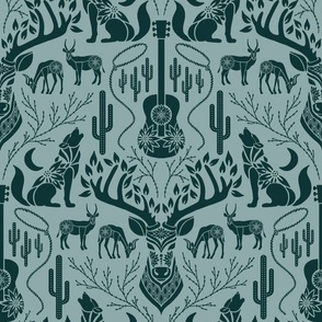 Home on the Range - Southwest Damask (Blue)