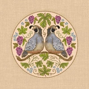 Quail embroidery pattern 8x8 inch circle by marcia stacy