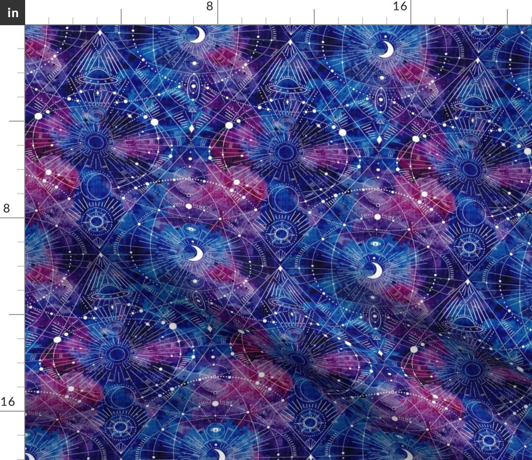 medium- Multidimensional Space travel - blue multi color wash